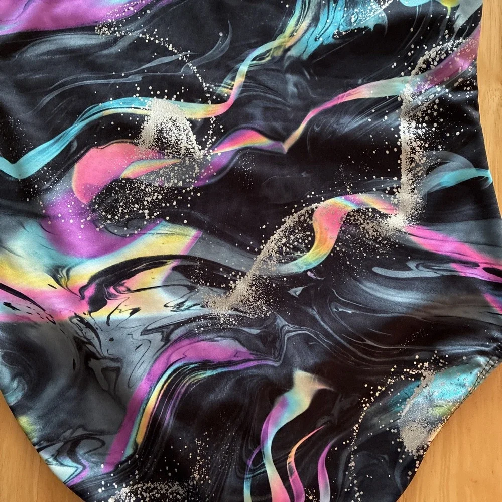 Justice Dance Leotard Size 12/14 Large Cosmic Swirl